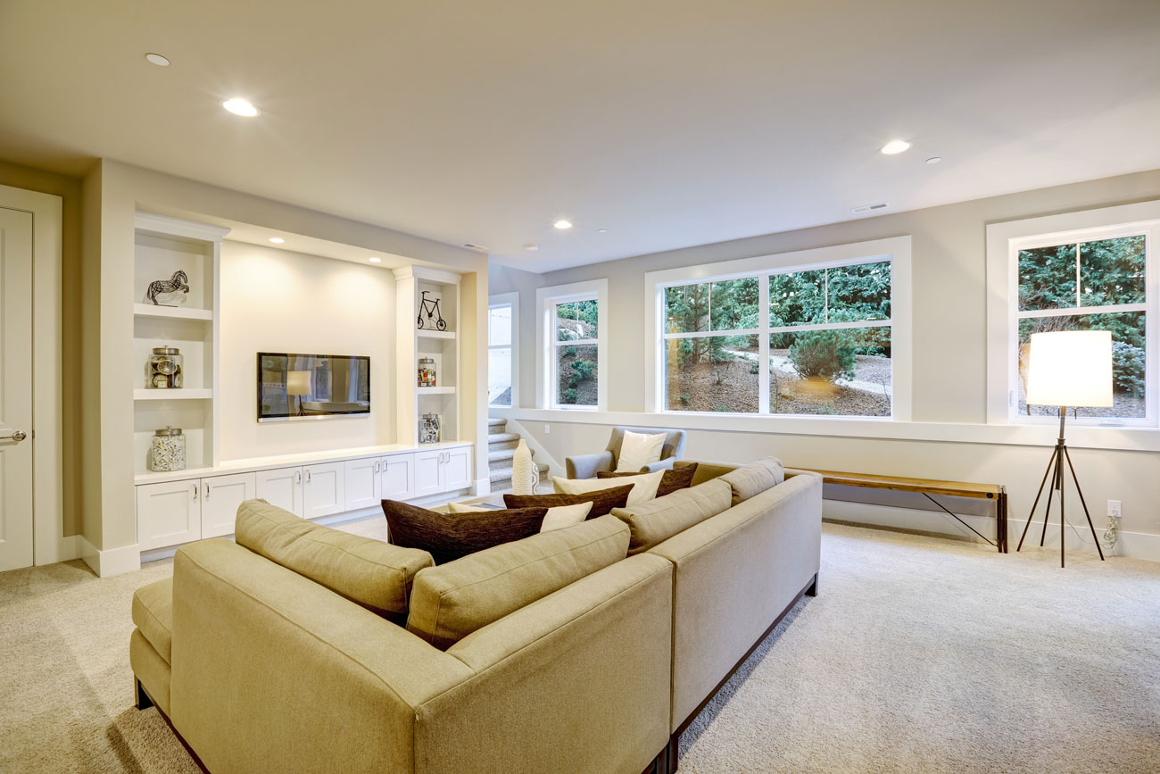 Living room recessed lighting installation for modern ambiance by B-Line Electric LLC